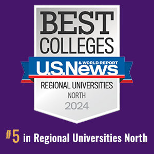 2024 US News &amp; World Report badge for Best Regional Universities in the North. The University of Scranton ranked in the Top 10 in this category in 2024.